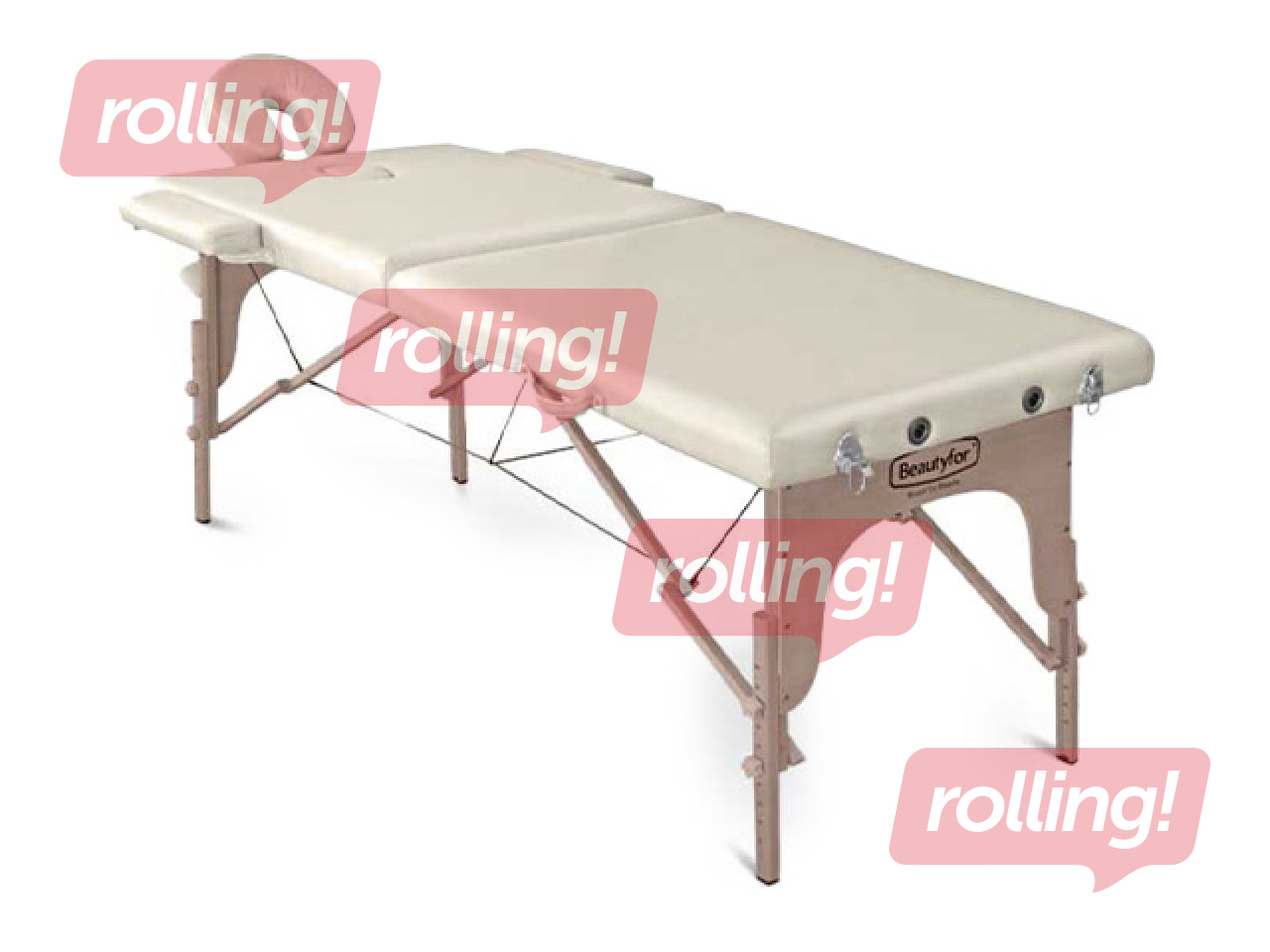 Massage table, foldable, wooden, beige