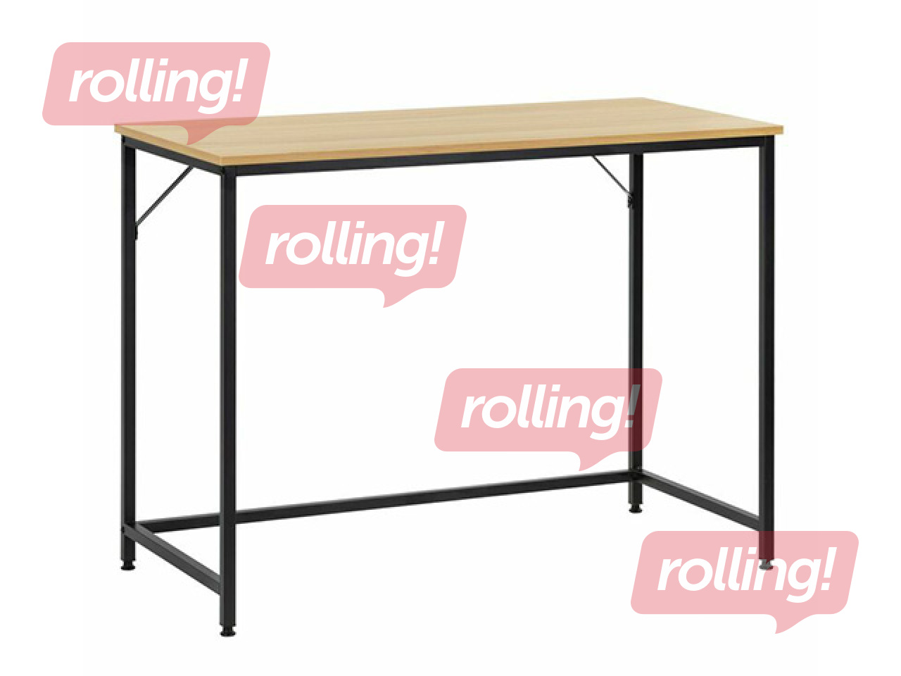 Biroja galds Springos, melns rāmis, koka toņa virsma, 100x50x76cm