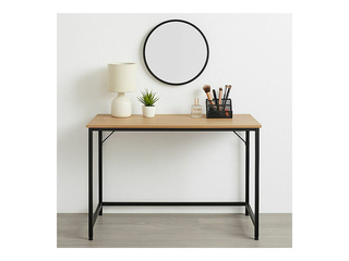 Офисный стол Springos, чёрная рама, поверхность под дерево, 100×50×76см