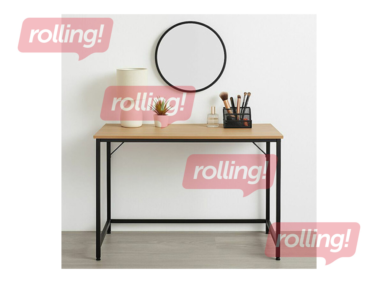 Офисный стол Springos, чёрная рама, поверхность под дерево, 100×50×76см