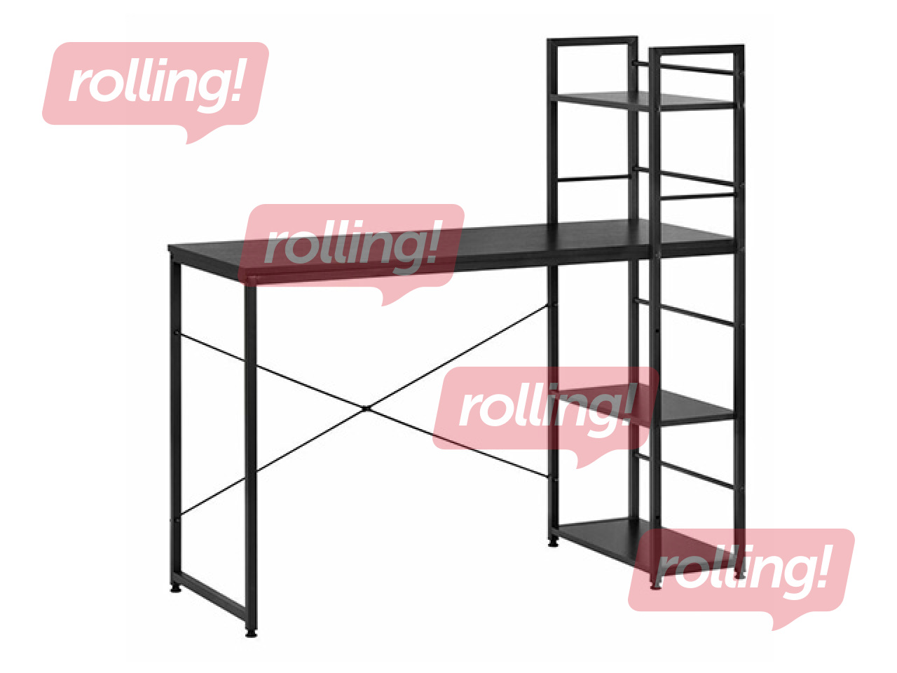 Biroja galds Springos, melns rāmis, melna virsma, 120x64x120cm
