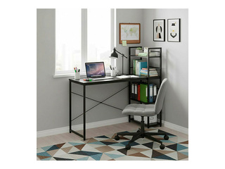 Biroja galds Springos, melns rāmis, melna virsma, 120x64x120cm