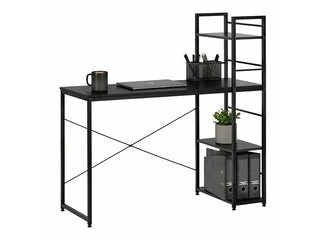 Office desk Springos, black frame, black top, 120×64×120cm