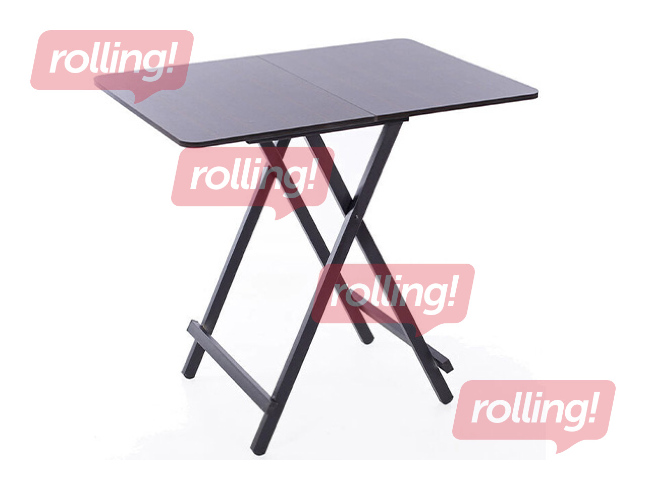 Galds, saliekams, melns rāmis, tumši brūna virsma, 80x60x75cm