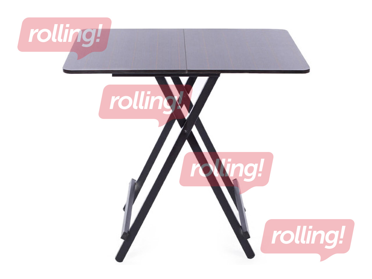 Galds, saliekams, melns rāmis, tumši brūna virsma, 80x60x75cm