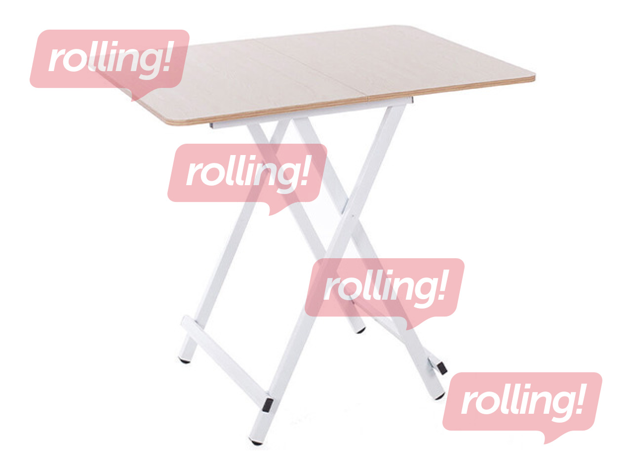 Galds, saliekams, balts rāmis, gaiši brūna virsma, 80x60x75cm