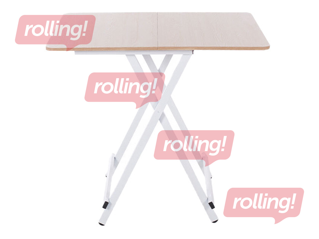 Galds, saliekams, balts rāmis, gaiši brūna virsma, 80x60x75cm