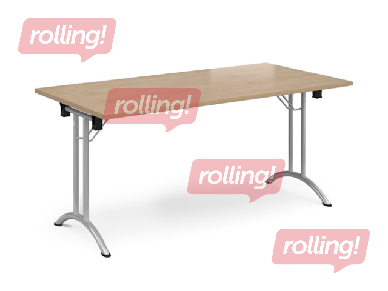Konferenču galds ZH, ar nolokāmām kājām, pelēks rāmis, ozola toņa virsma, 160x80x73cm
