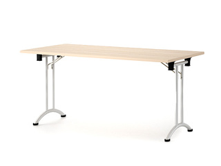 Conference table ZH, folding legs, grey frame, oak-tone tabletop, 180x80x73cm