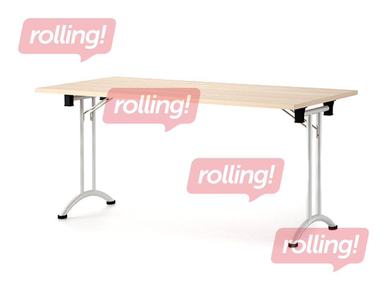 Конференц-стол ZH, со складными ножками, серый каркас, поверхность цвета дуба, 180x80x73см