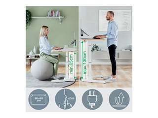 Augstumā regulējams galds Leitz Ergo, Stand-Up Reminder, balts, 80x60cm