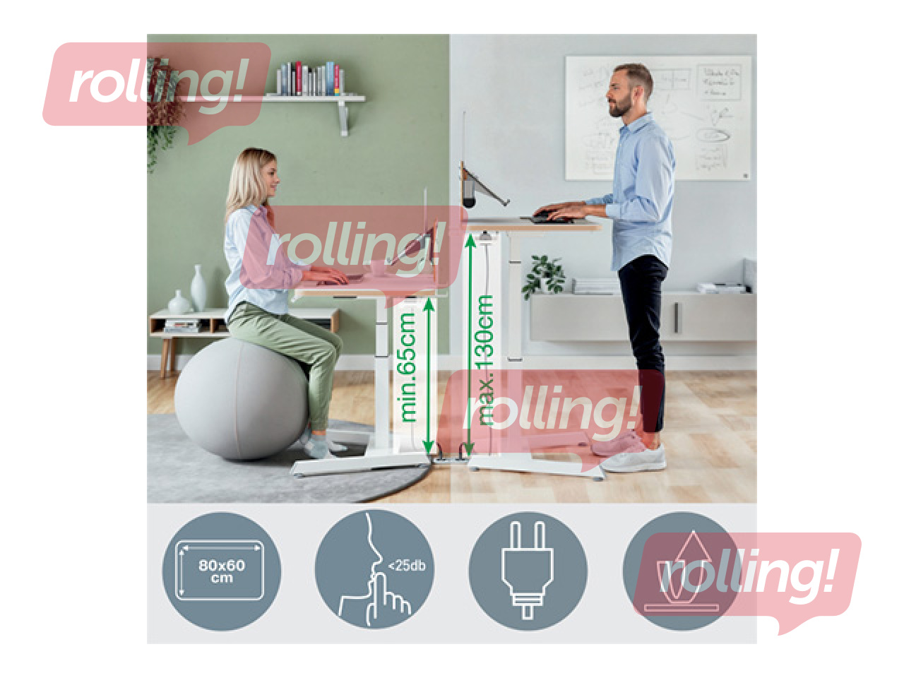 Augstumā regulējams galds Leitz Ergo, Stand-Up Reminder, balts, 80x60cm