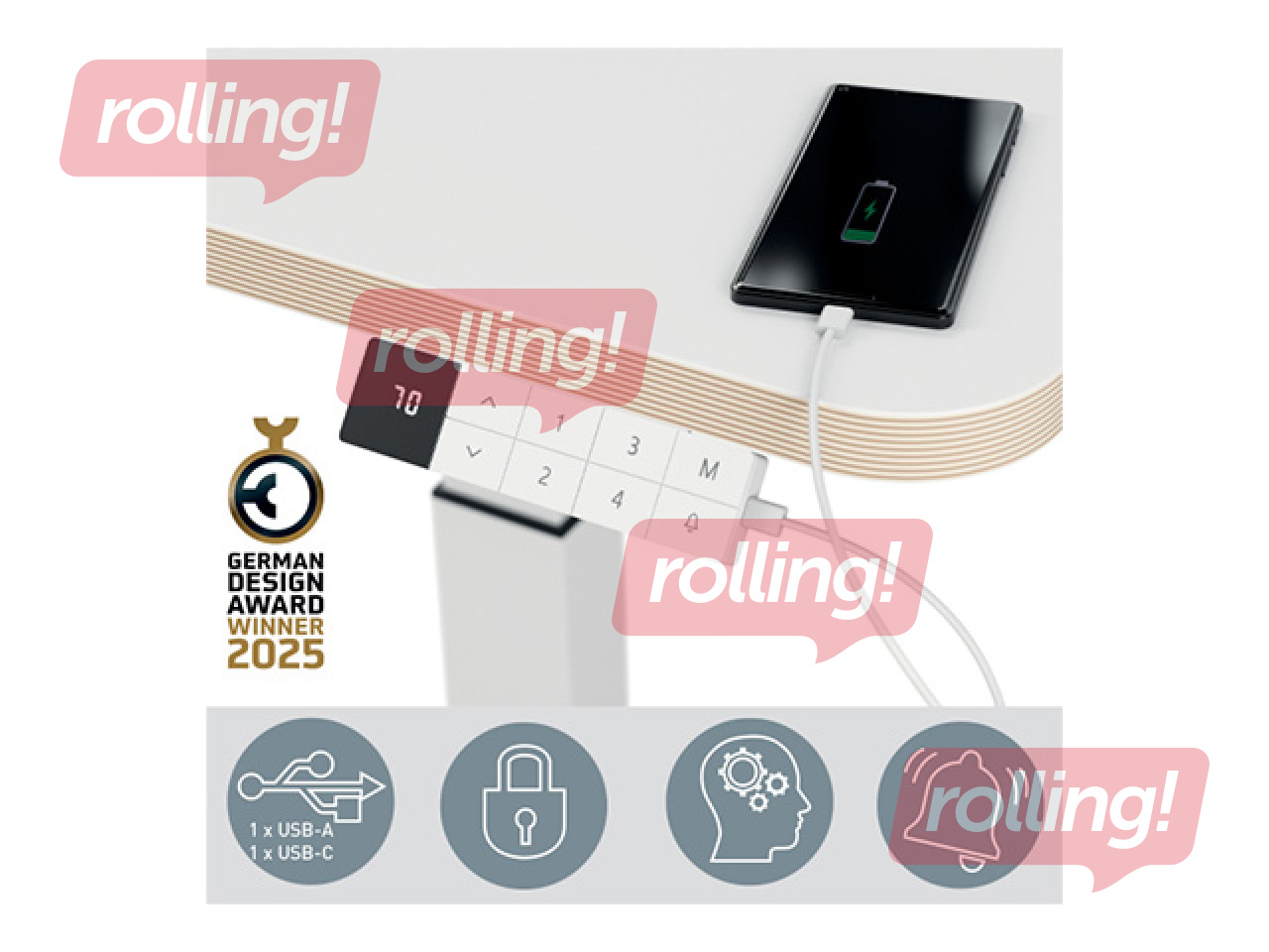 Height adjustable desk Leitz Ergo, Stand Up Reminder, white