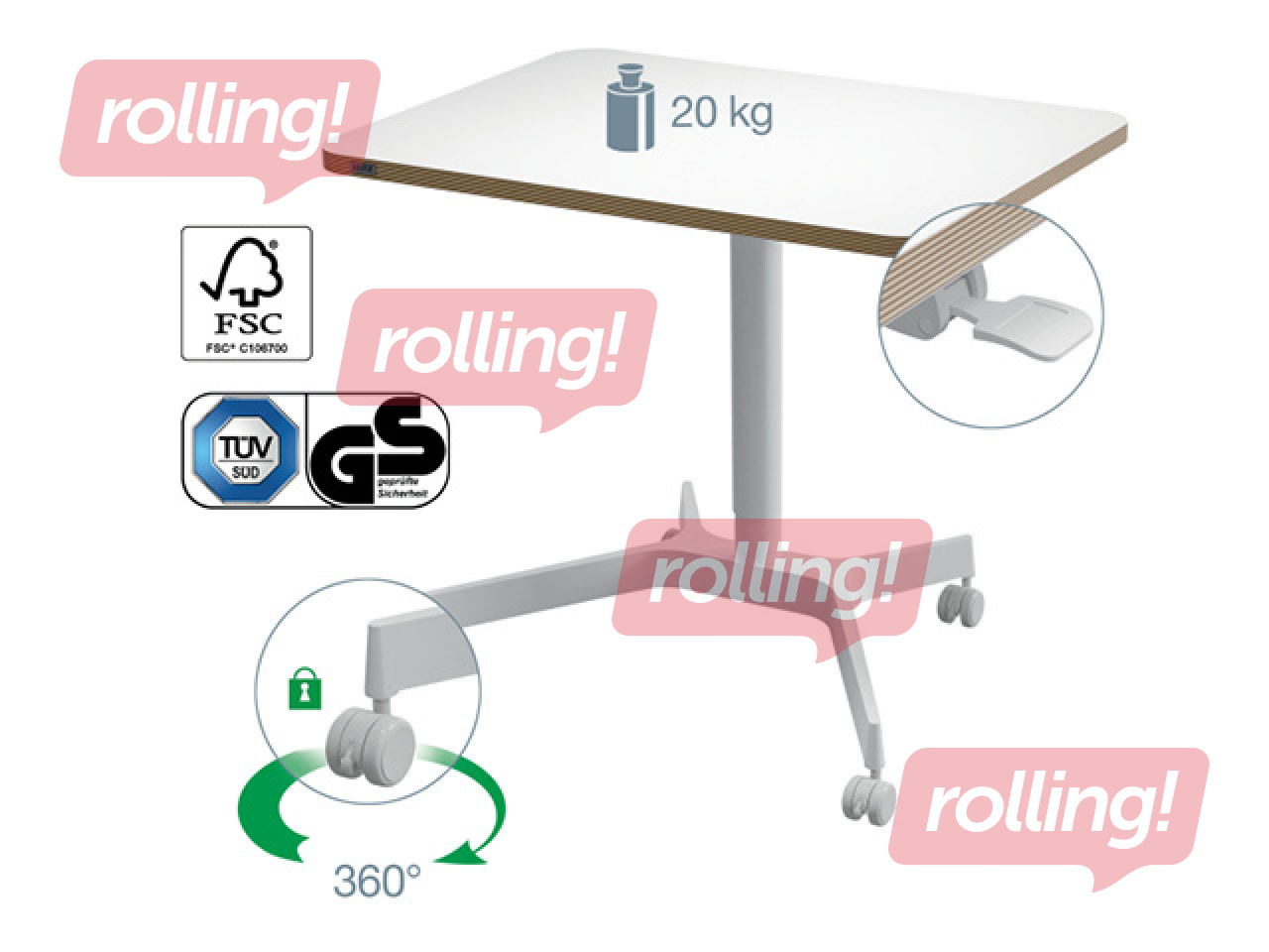 Height adjustable desk Leitz Ergo, white