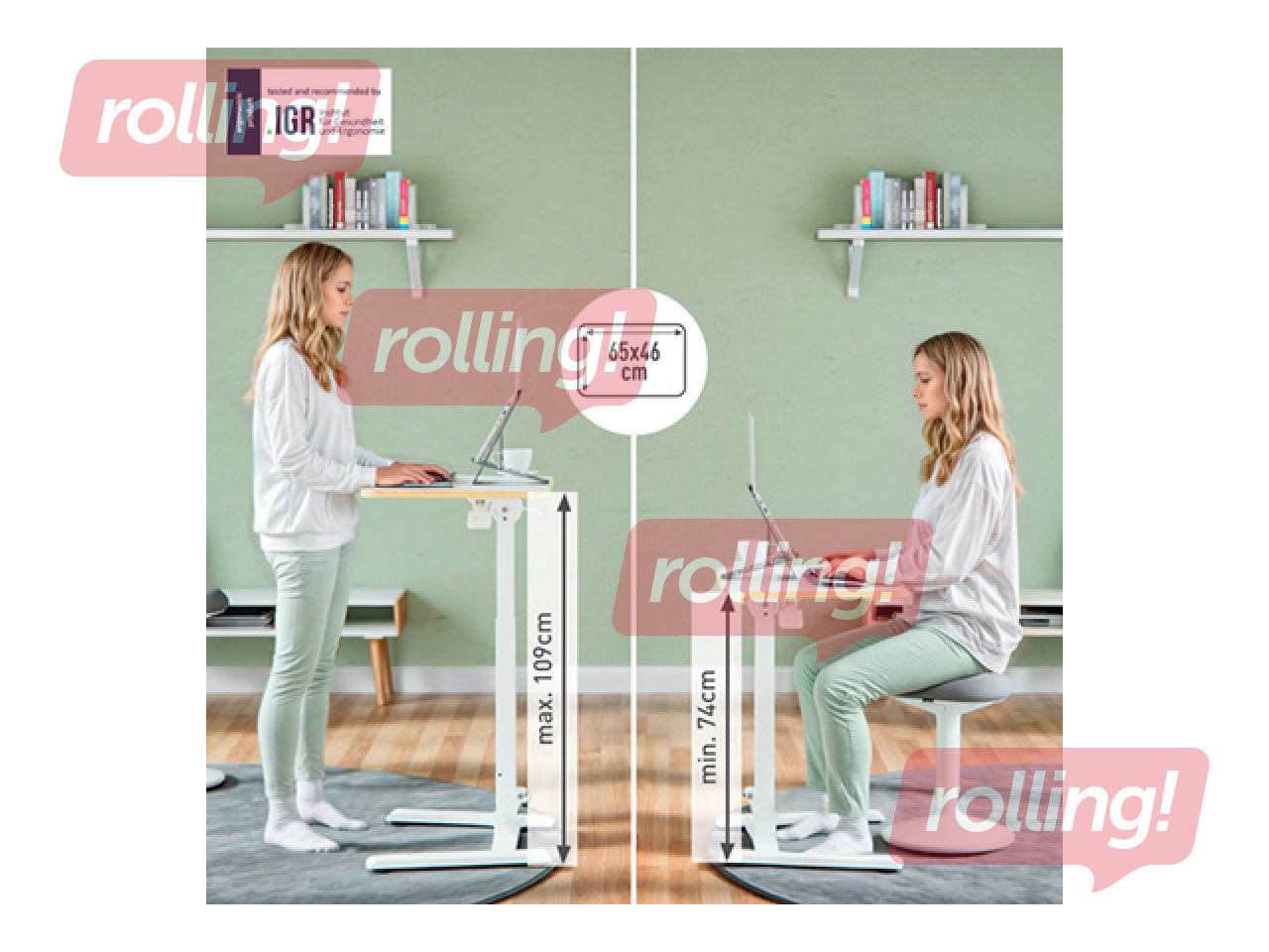 Augstumā regulējams galds Leitz Ergo, saliekams, balts