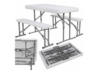 Galds Springos, ar 2 soliem, saliekams, balts, 105x64x70cm