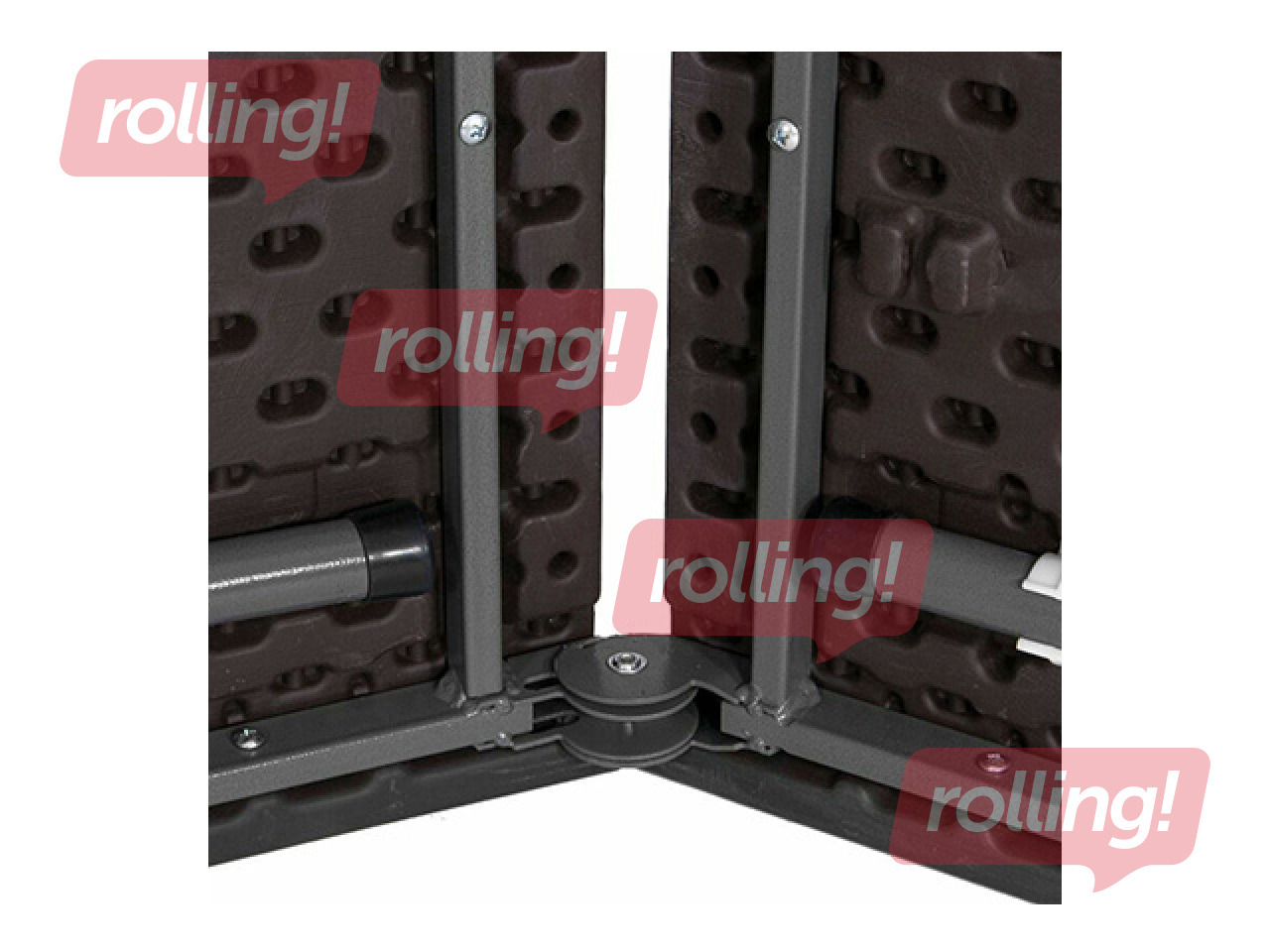 Galds Springos, saliekams, pelēks rāmis, brūna virsma, 180x74x74cm