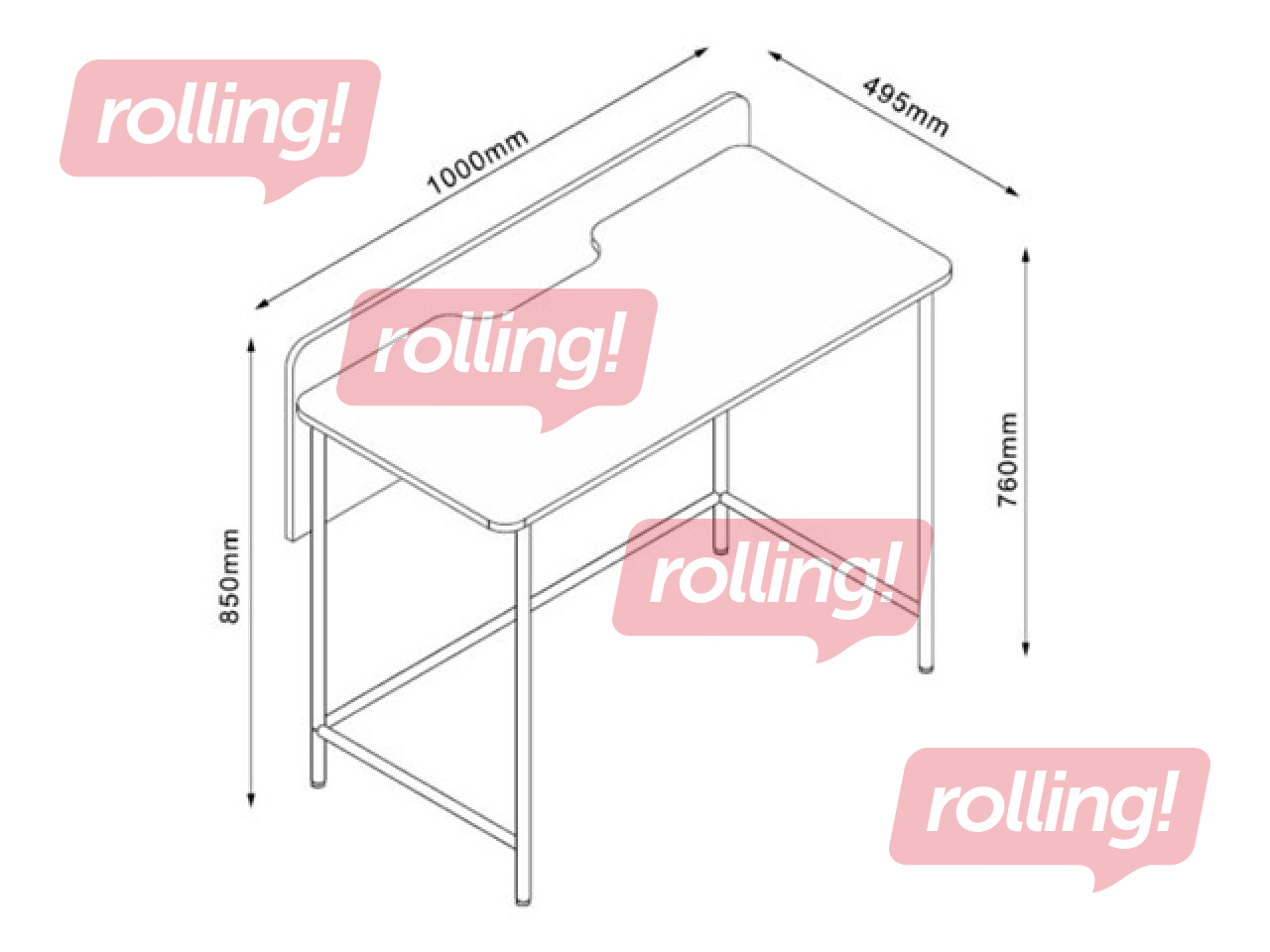 Biroja galds Harper, melns rāmis, oša toņa virsma, 100×49.5×85cm