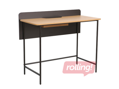 Office desk Harper, black frame, ash finish top, 100×49.5×85cm