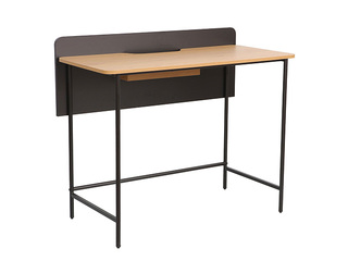 Office desk Harper, black frame, ash finish top, 100×49.5×85cm