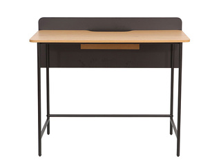 Office desk Harper, black frame, ash finish top, 100×49.5×85cm