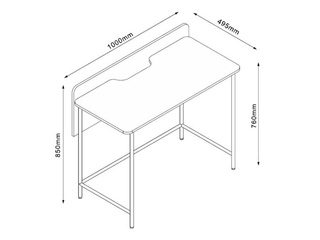 Office desk Harper, black frame, ash finish top, 100×49.5×85cm