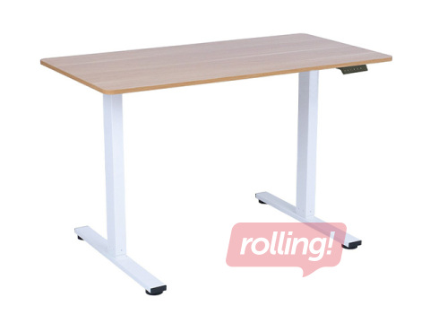 Augstumā regulējams galds Ergo Fit, balts rāmis, ozola toņa virsma, 120x60cm