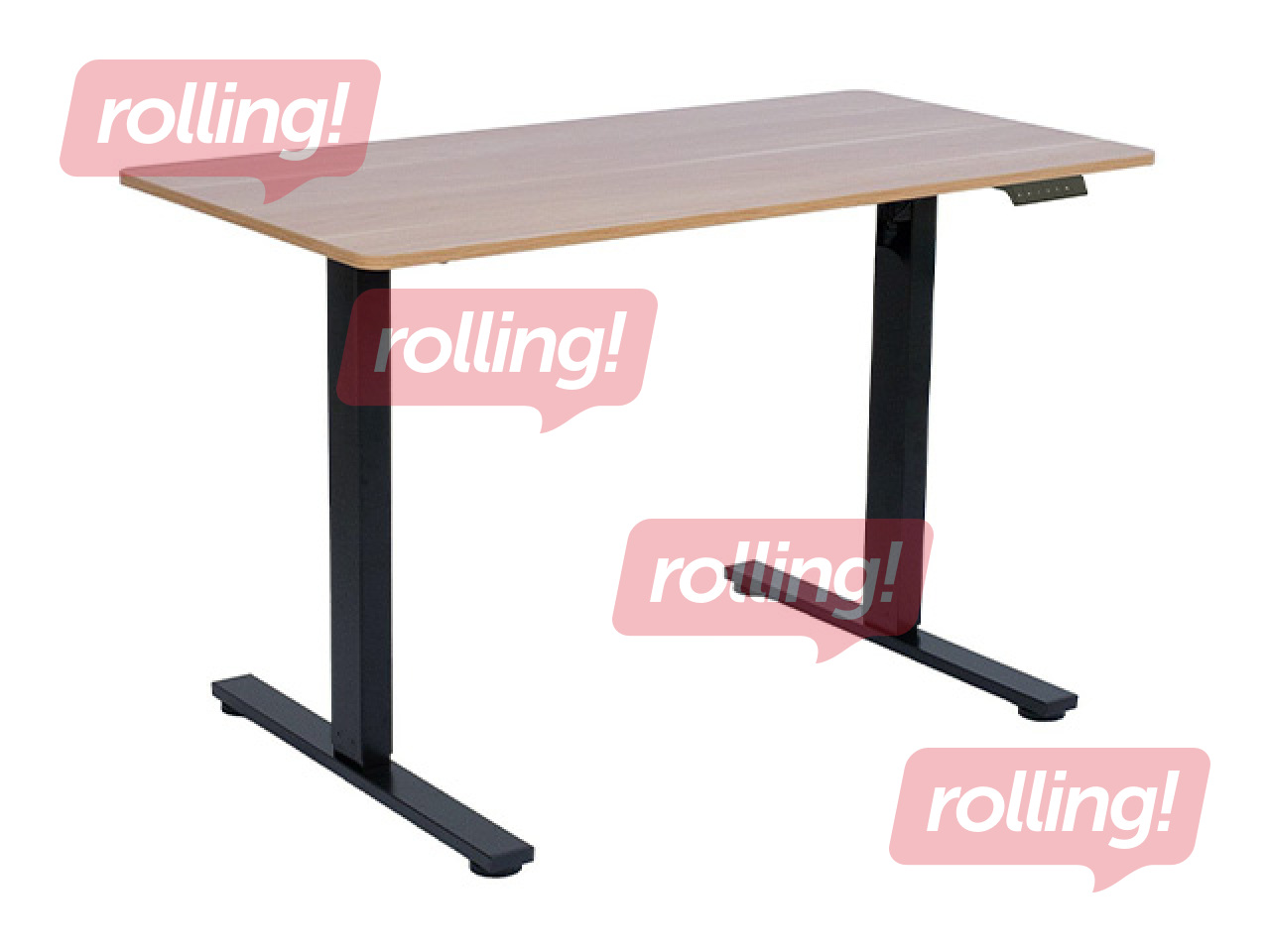 Augstumā regulējams galds Ergo Fit, melns rāmis, ozola toņa virsma, 120x60cm
