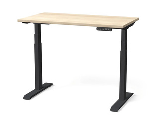 Height-adjustable desk Nuwo, Gen2, black frame, nabucco-tone top, 120x70cm