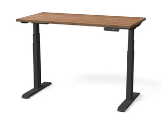 Augstumā regulējams galds Nuwo, Gen2, melns rāmis, riekstkoka toņa virsma, 140x70cm