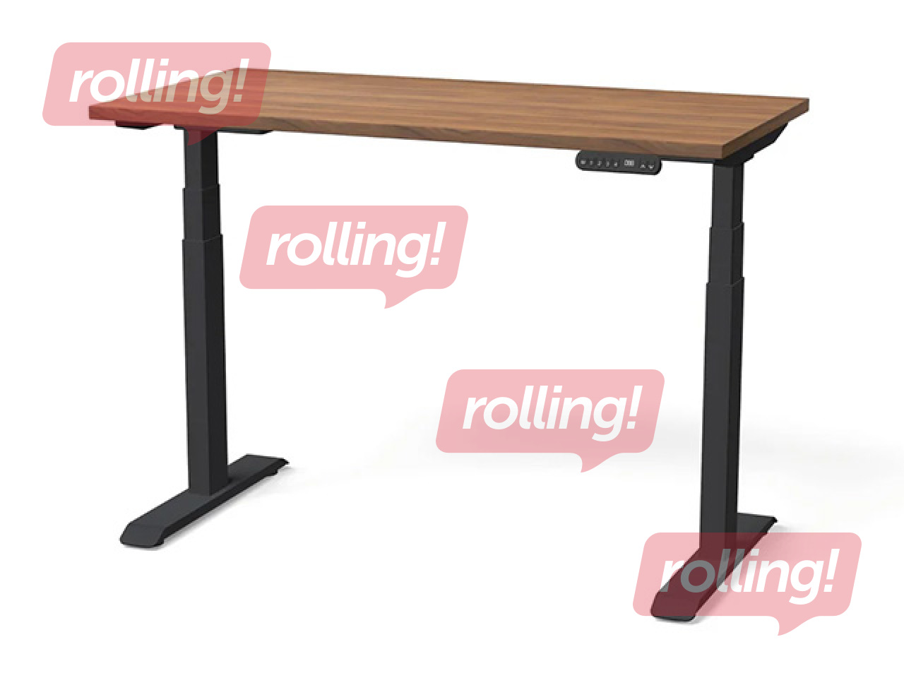 Augstumā regulējams galds Nuwo, Gen2, melns rāmis, riekstkoka toņa virsma, 140x70cm