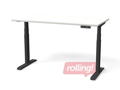 Augstumā regulējams galds Nuwo, Gen2, melns rāmis, balta virsma, 160x80cm
