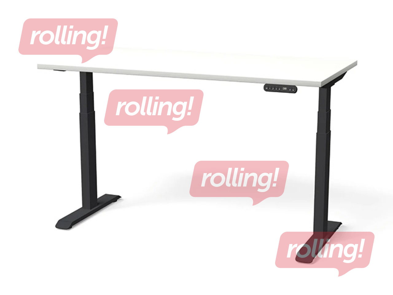Augstumā regulējams galds Nuwo, Gen2, melns rāmis, balta virsma, 160x80cm