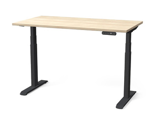 Height-adjustable desk Nuwo, Gen2, black frame, nabucco-tone top, 160x80cm
