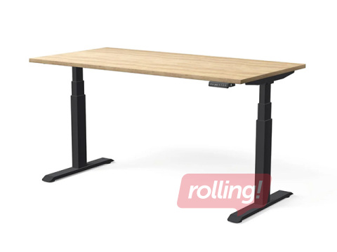 Augstumā regulējams galds Move Pro II, melns rāmis, ozola toņa virsma, 180x80cm