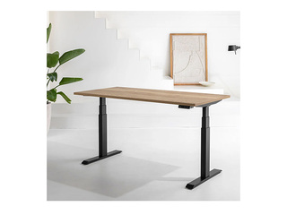 Augstumā regulējams galds Move Pro II, melns rāmis, ozola toņa virsma, 180x80cm