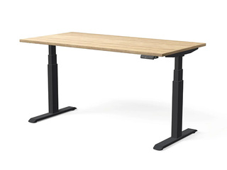 Height-adjustable desk Move Pro II, black frame, oak-tone top, 180x80cm