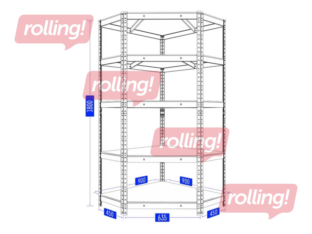 Noliktavas plaukts Haushalt Corner, 90x45x180cm 