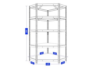 Storage shelf Haushalt Corner, 90 cm x 45 cm x 180 cm 