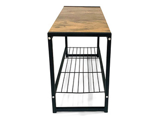 Apavu plaukts Domoletti, Arina, ar solu, melns rāmis, koka toņa virsma, 80x30x45cm