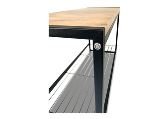 Apavu plaukts Domoletti, Arina, ar solu, melns rāmis, koka toņa virsma, 80x30x45cm