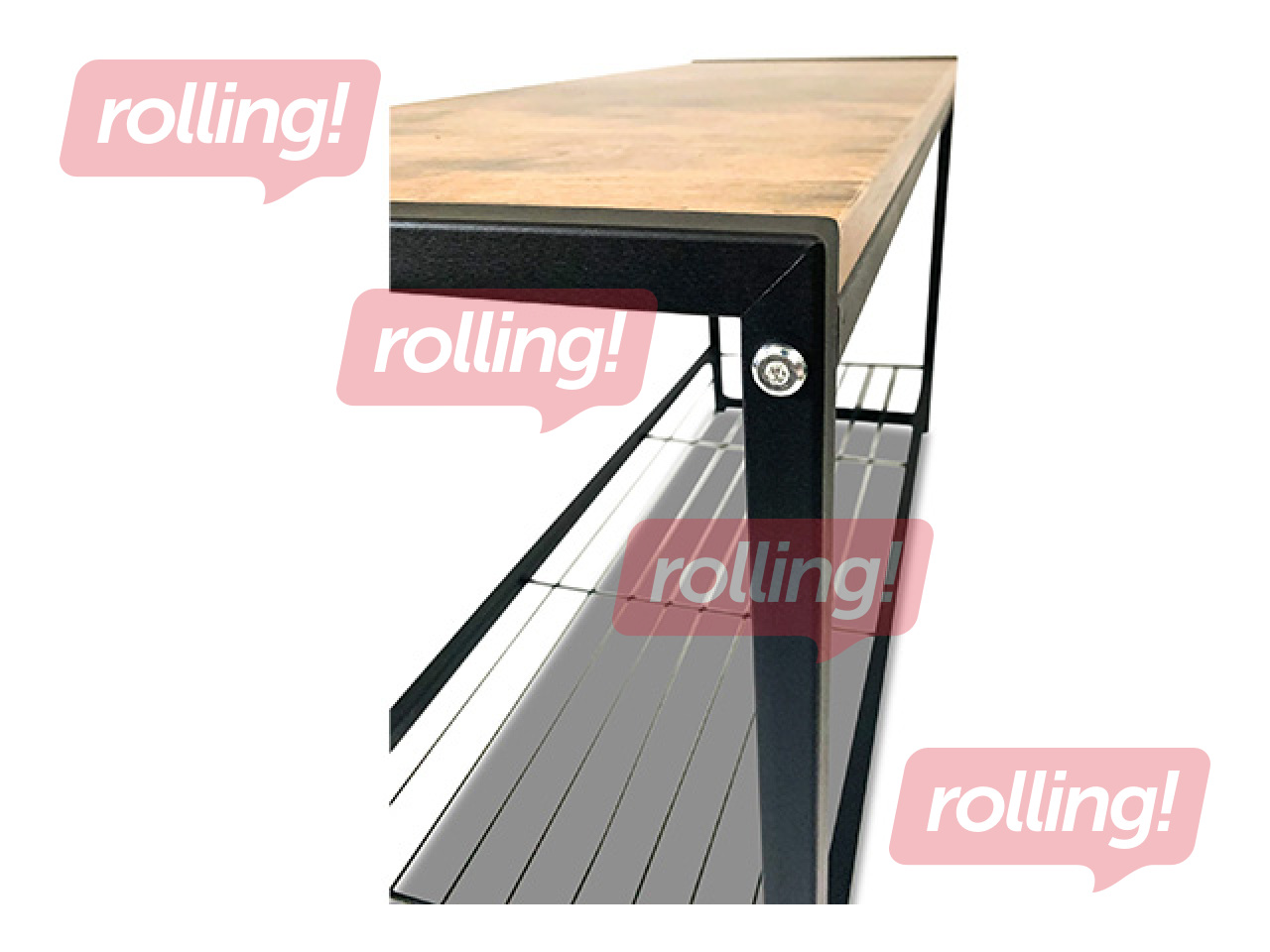 Apavu plaukts Domoletti, Arina, ar solu, melns rāmis, koka toņa virsma, 80x30x45cm