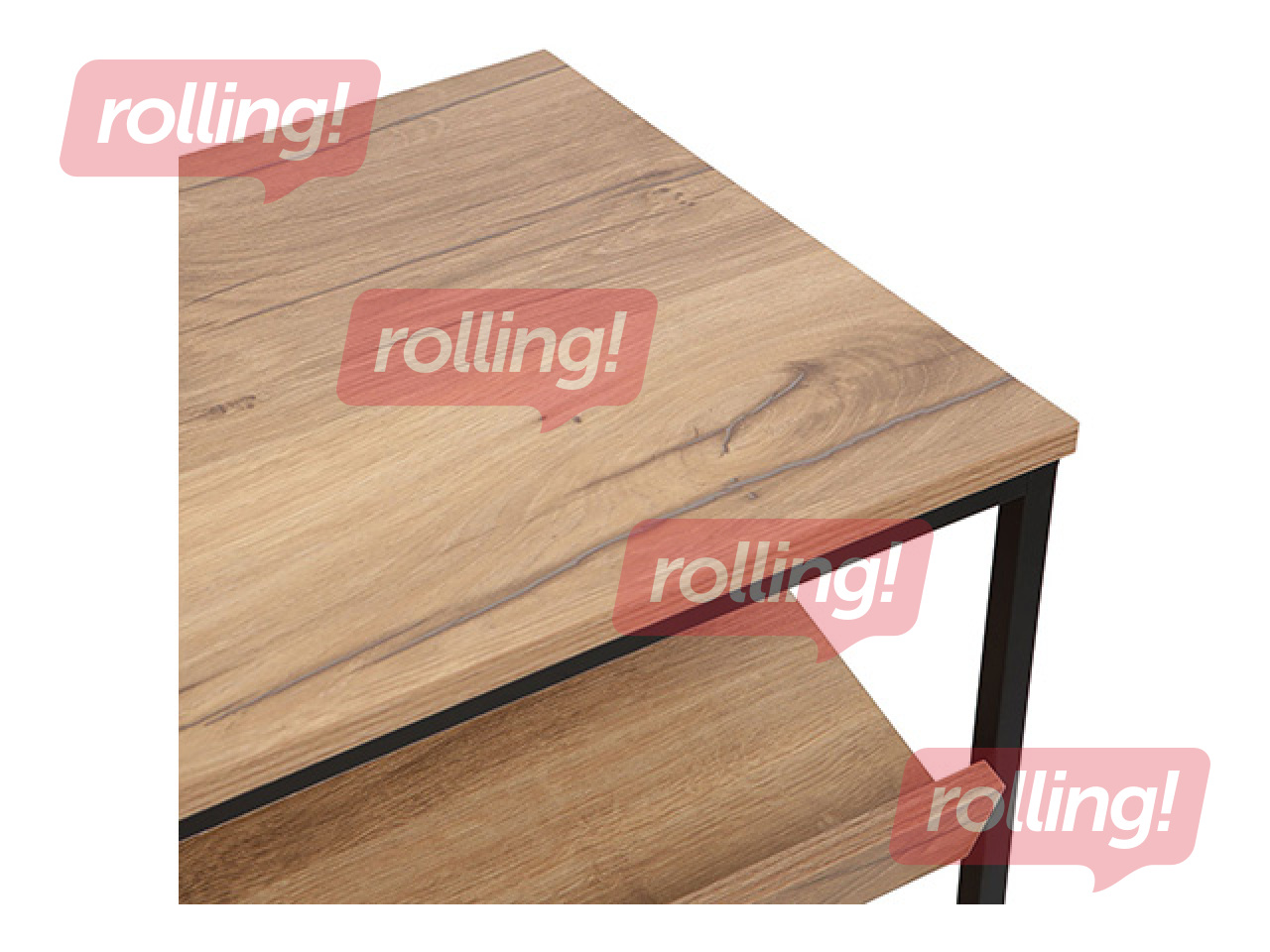 Apavu plaukts Dimitra, melns rāmis, koka toņa virsma, 80x40x45cm