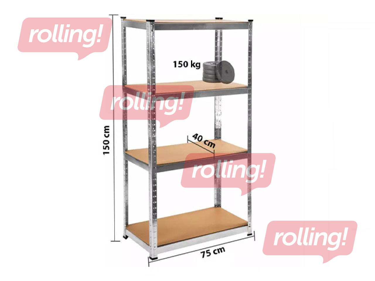 Noliktavas plaukts PRO, 75x40x150cm