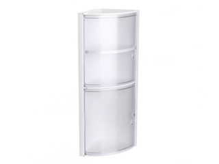 Bathroom shelf Tatay, corner design, with transparent doors, white
