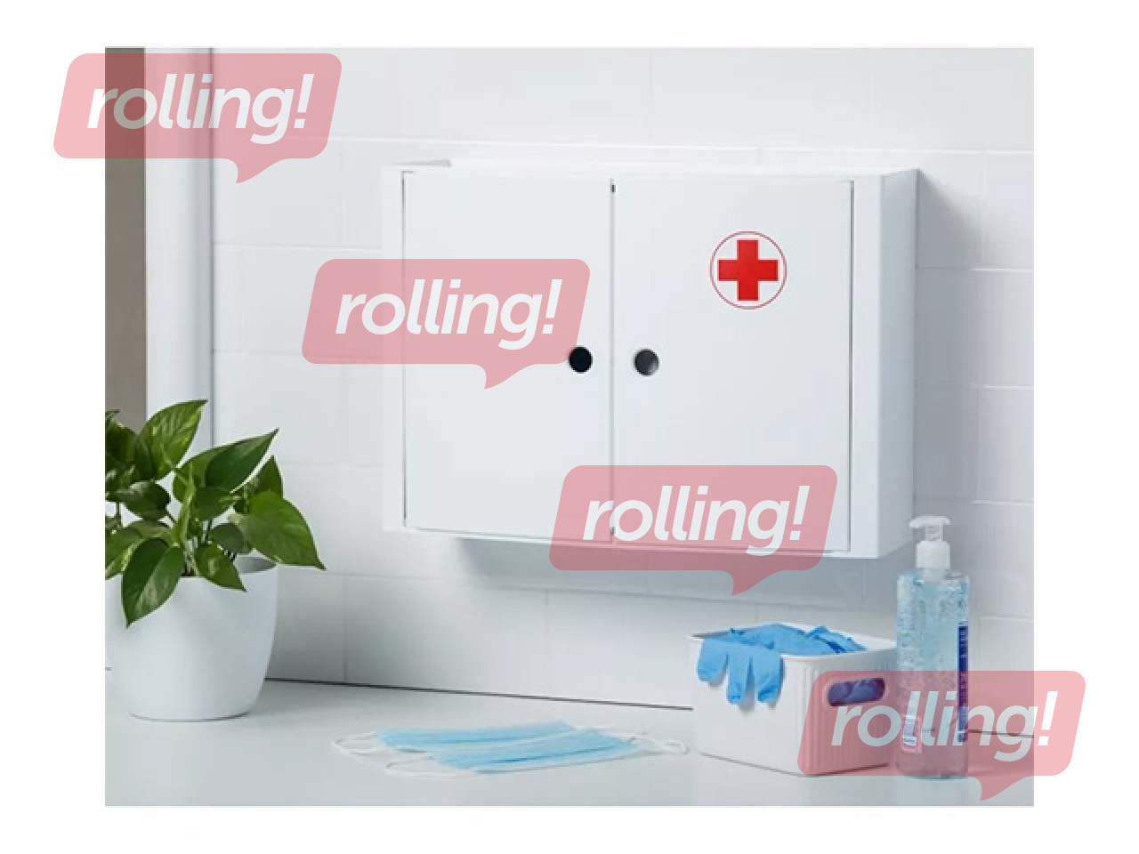 Pirmās palīdzības skapītis Tatay,ar durtiņām, balts, 46x15.5x32cm