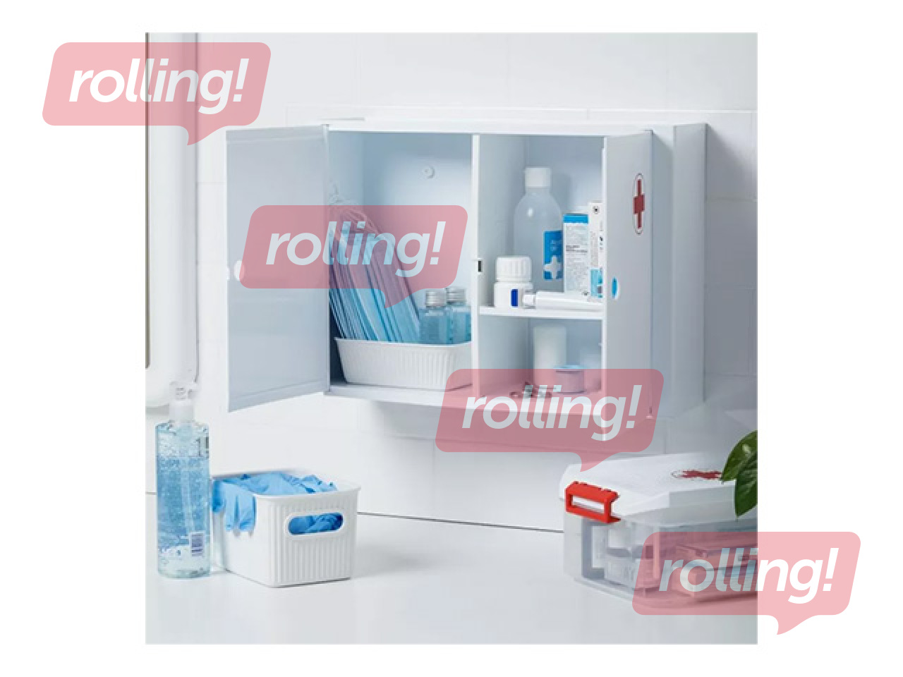 Pirmās palīdzības skapītis Tatay,ar durtiņām, balts, 46x15.5x32cm