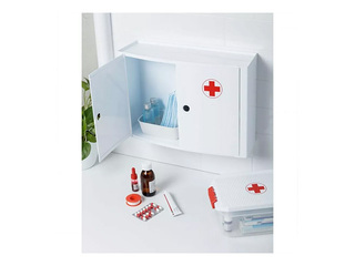 Pirmās palīdzības skapītis Tatay,ar durtiņām, balts, 46x15.5x32cm
