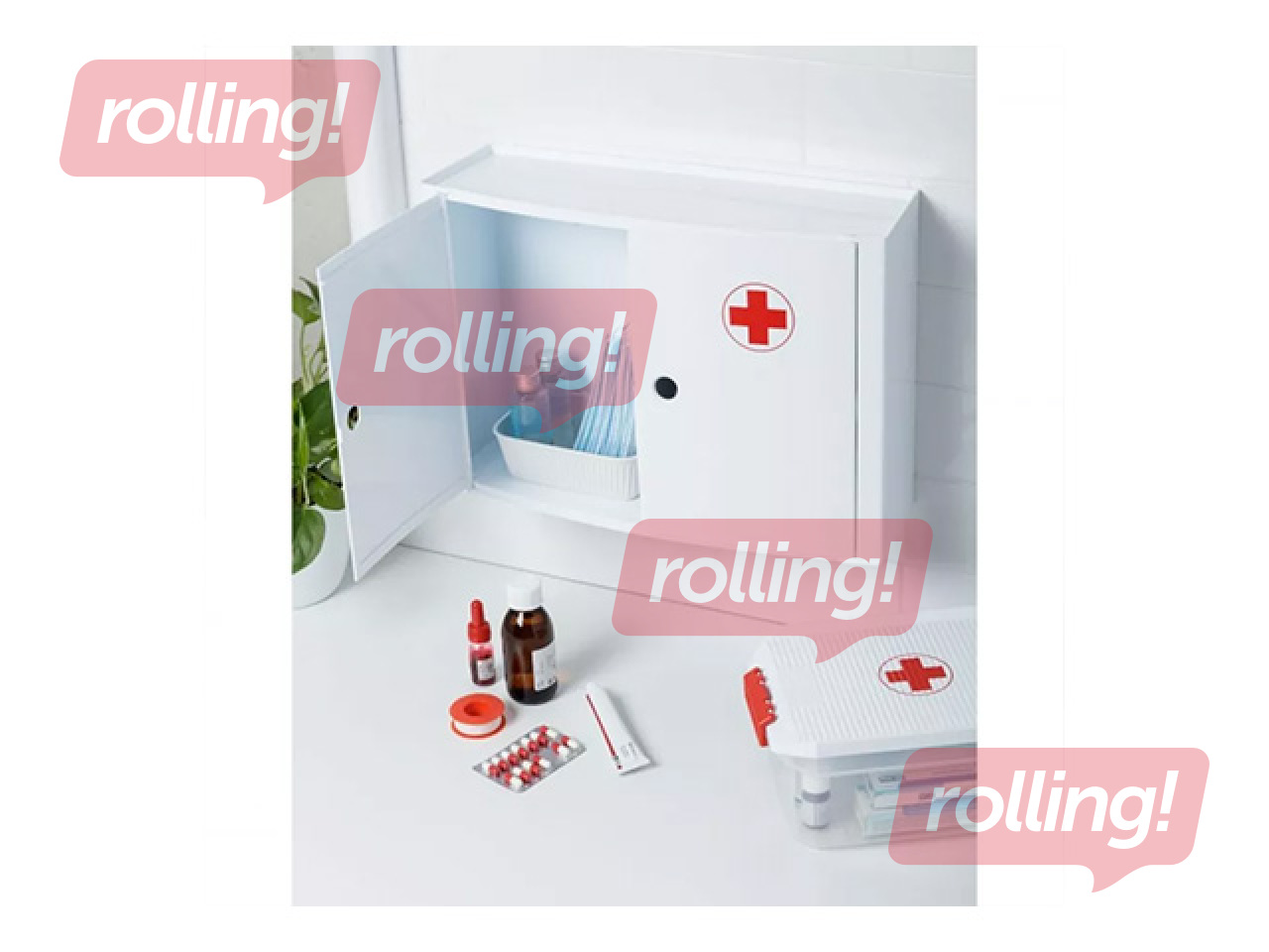 Pirmās palīdzības skapītis Tatay,ar durtiņām, balts, 46x15.5x32cm