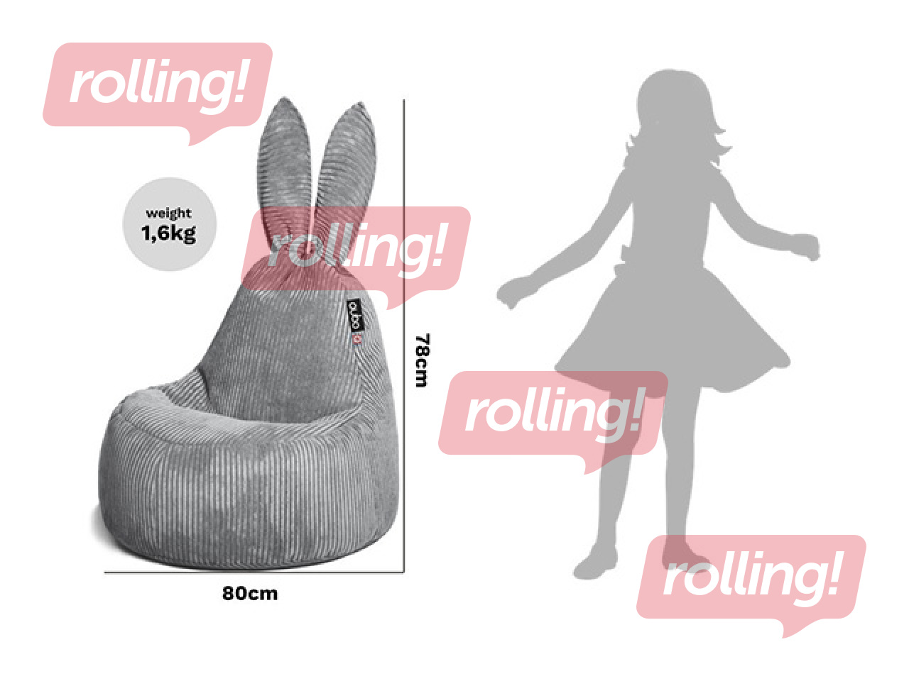 Кресло-мешок Qubo Baby Rabbit Currant, Fluffy Fit